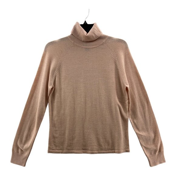 Ann Taylor Womens Pullover Sweater Pink 100% Wool Long Sleeve Turtleneck L - Picture 1 of 7
